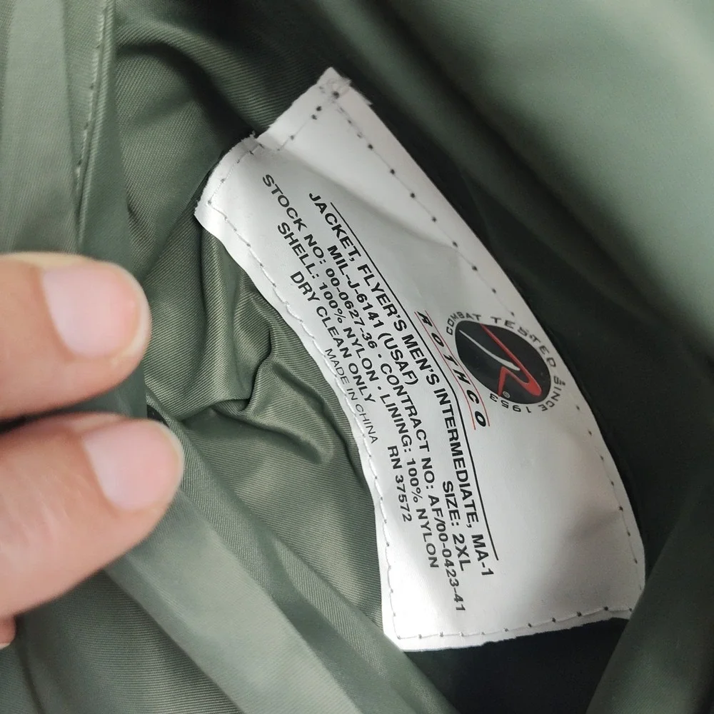 Rothco EAA Warbirds Flyer's Jacket Men's Intermediate Size 2XL Green Zip Patches